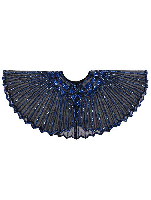 PrettyGuide Women's 1920s Shawl Beaded Sequin Deco Evening Cape Bolero Flapper Cover Up
