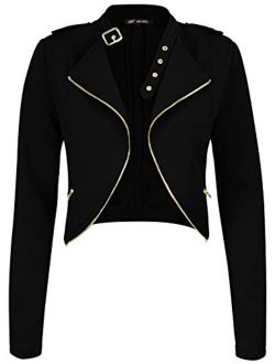 Michel Womens Fleece Jacket Classic Crop Rider Zip UP Jacket