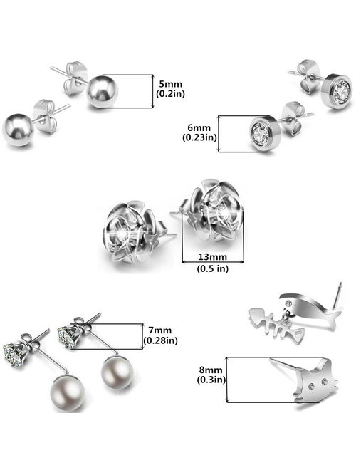 Bling Toman Womens Titanium Earrings Girls Surgical Steel Earrings Hypoallergenic Earrings for Sensitive Ears Piercing Earrings Stud for Both Mom and Daughter, Women Jewe