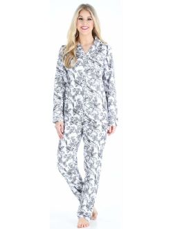 PajamaMania Women's Cotton Flannel Long Sleeve Pajamas PJ Set