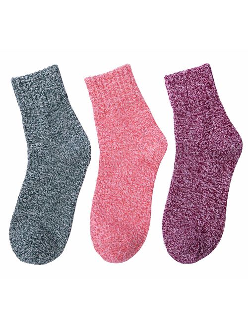 5 Pairs Womens Wool Socks Thick Knit Vintage Winter Warm Cozy Crew Socks Gifts