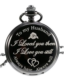 Pangda Pocket Watch Men Watch Engraved Pocket Watch to Gift for Husband on Anniversary
