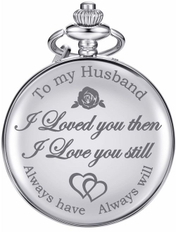 Pangda Pocket Watch Men Watch Engraved Pocket Watch to Gift for Husband on Anniversary