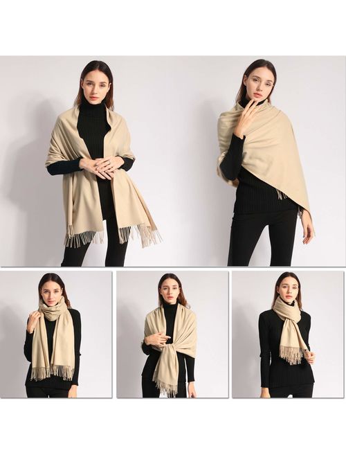 Pashmina Scarf Women Soft Cashmere Scarves Stylish Large Warm Blanket Solid Winter Shawl Elegant Wrap 78.5