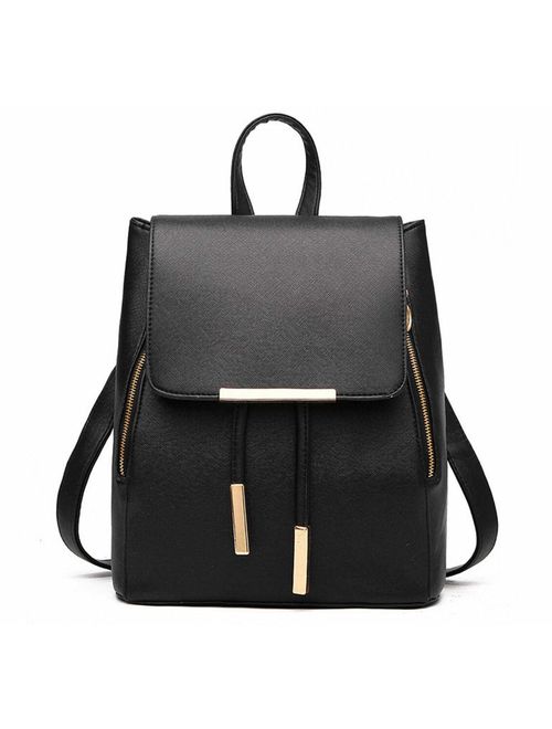 B&E LIFE Fashion Shoulder Bag Rucksack PU Leather Women Girls Ladies Backpack Travel bag (Black)