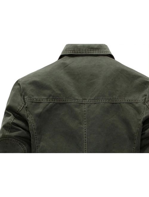 chouyatou Men's Casual Three-Button Stripe Lined Cotton Twill Suit Jacket