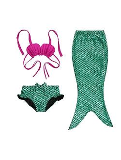 3Pcs Mermaid Tail for Baby Girls Swimming Mermaid Bathing Suits Swimsuit Bikini Set 3-12 Years