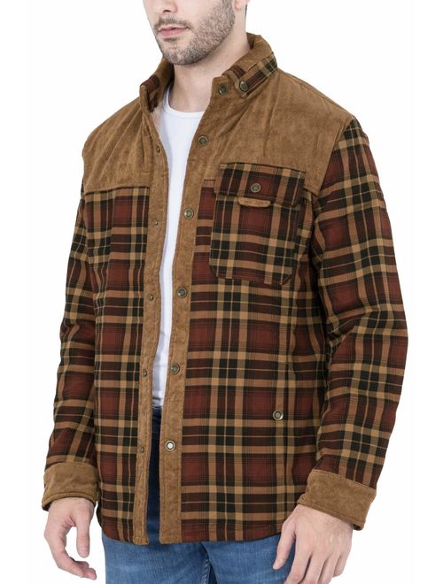 Mr.Stream Men/'s Outdoor Casual Vintage Long Sleeve Plaid Flannel Button Down Shirt Jacket