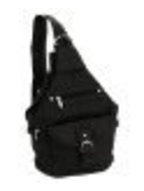 Womens Leather Convertible 7 Pocket Medium Size Tear Drop Sling Backpack Purse Shoulder Bag