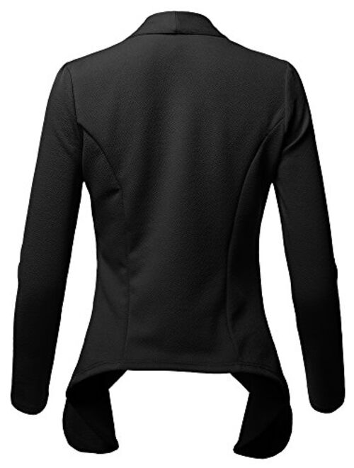 Women's Solid Formal Office Style Open Front Long Sleeves Blazer - Made in USA