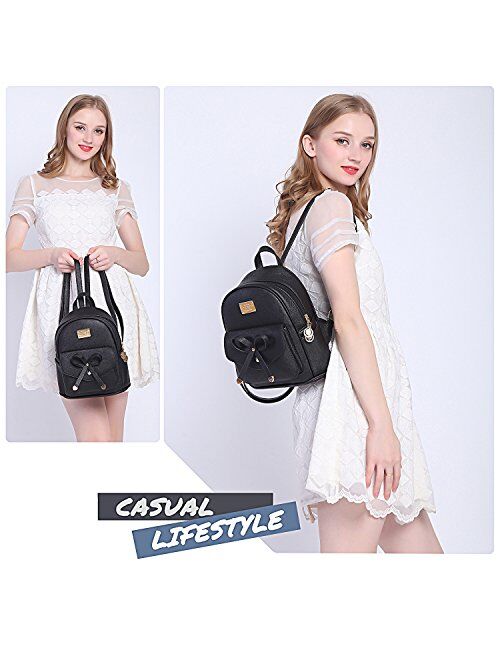 Cute Mini Leather Backpack Fashion Small Daypacks Purse for Girls and Women