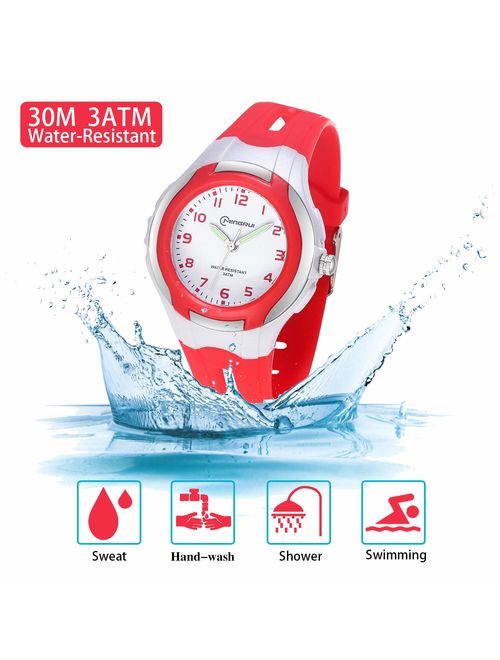 Kids Analog Watch Girls Boys,Child Waterproof Learning Time Wrist Watch with Glowing Hand Easy to Read Time WristWatches for Kids as Gift