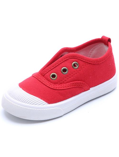 DADAWEN Baby's Boy's Girl's Canvas Light Weight Slip-On Loafer Casual Running Sneakers