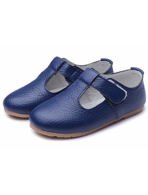 DADAWEN Gril's Leather T-Strap Oxford Flats Mary Jane School Uniform Shoes Princess Wedding Party Dress Shoes