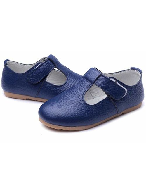 DADAWEN Gril's Leather T-Strap Oxford Flats Mary Jane School Uniform Shoes Princess Wedding Party Dress Shoes
