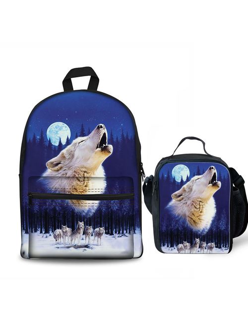 FOR U DESIGNS Camouflage Tiger Wolf Cat Cute Dog Printed School Backpacks Book Bag for Boys Girls
