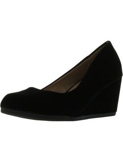 Forever Women's PATRICIA-02 Round Toe Faux Suede Wedge Pumps