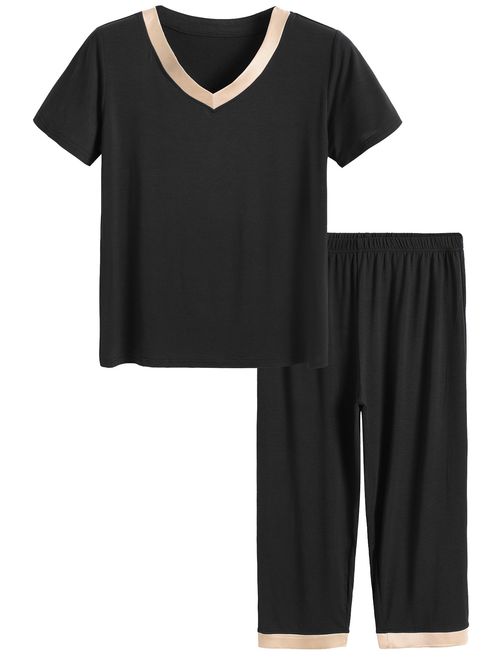 Latuza Women's Sleepwear Tops with Capri Pants Pajama Sets