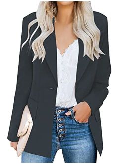 Luyeess Women's Casual Work Office Notch Lapel Pocket Buttons Blazer Suit Jacket