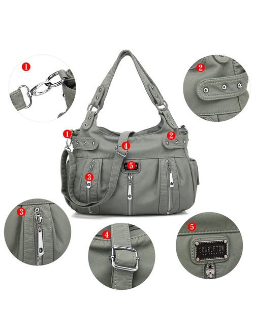 Scarleton Satchel Handbag for Women, Ultra Soft Washed Vegan Leather Crossbody Bag, Shoulder Bag, Tote Purse, H1292