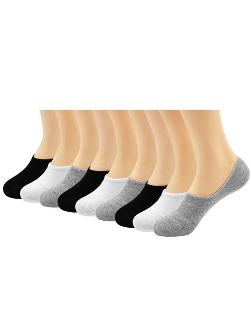Women's 9 Pairs Casual Thin No Show Socks Non Slip Flat Boat Line