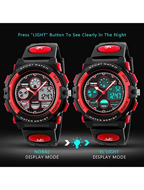 eYotto Kids Sports Watch Waterproof Boys Multi-Function Analog Digital Wristwatch LED Alarm Stopwatch