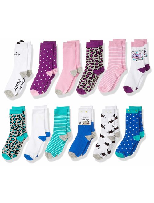 Amazon Brand - Spotted Zebra Kids' 12-Pack Crew Socks