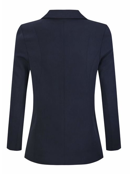 SHUIANGRAN Women's Office Work Blazer Long Sleeve Slim Fit Plaid One Button Jacket