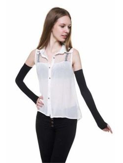 Women Stretchy Long Sleeve Fingerless Gloves