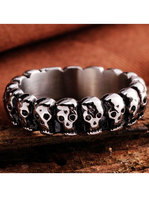 Jude Jewelers 6mm Stainless Steel Gothic Skull Biker Ring