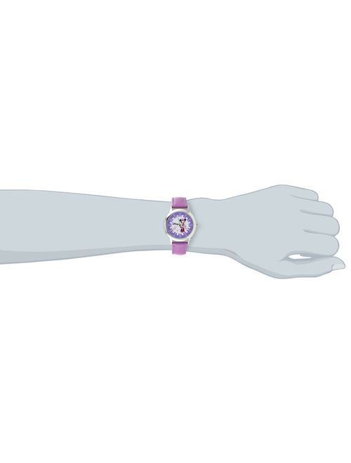 Disney Kids' W000039 Minnie Mouse Time Teacher Stainless Steel Watch with Purple Leather Band