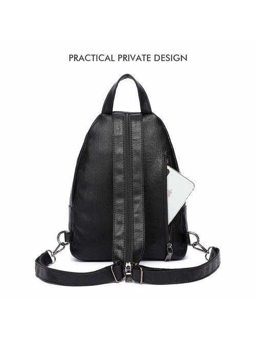 Women Backpack Purse, Small Shoulder Bag Lightweight School Travel PU Leather Purse with Adjustable Shoulder Strap
