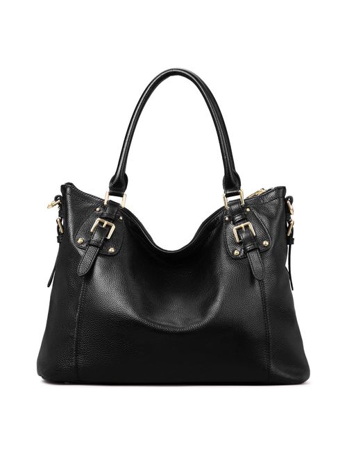 Kattee Women's Genuine Leather Handbags Shoulder Tote Organizer Top Handles Crossbody Bag Satchel Designer Purse