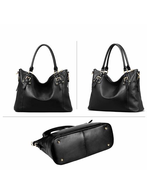 Kattee Women's Genuine Leather Handbags Shoulder Tote Organizer Top Handles Crossbody Bag Satchel Designer Purse