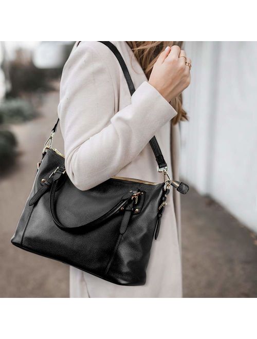 Kattee Women's Genuine Leather Handbags Shoulder Tote Organizer Top Handles Crossbody Bag Satchel Designer Purse
