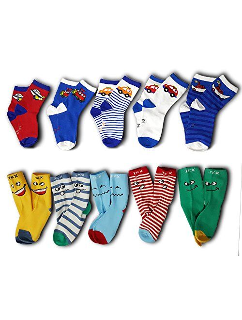 10 Pairs Kids Boys Girls Colorful Fashion Cotton Crew Socks