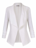 VeryAnn Womens 3/4 Sleeve Solid Blazer Open Front Cardigan Jacket for Work Office
