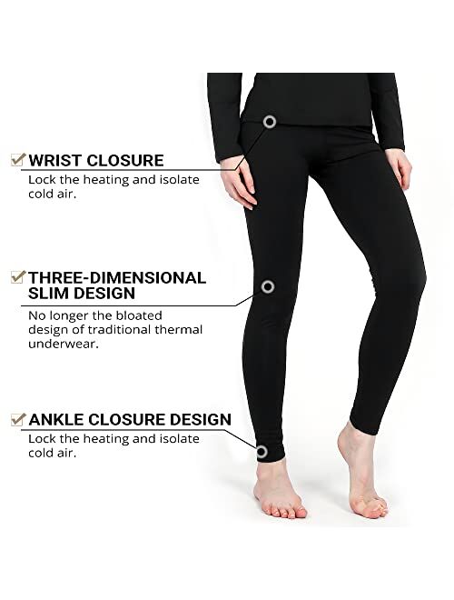 HEROBIKER Thermal Underwear Women Ultra-Soft Set Base Layer Top & Bottom Long Johns with Fleece Lined Winter