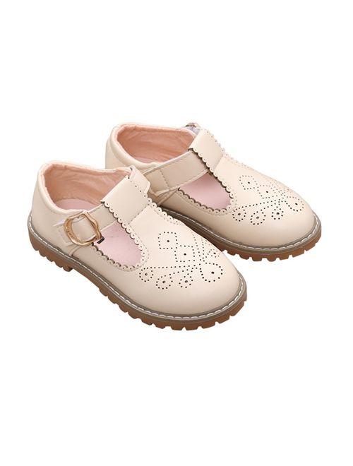Girls Mary Jane Shoes Leather T-Strap Princess Flat Oxford School Dress Shoes for Toddler Little Kids