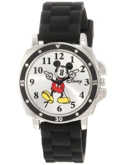 Disney Kids' MK1080 Mickey Mouse Watch with Black Rubber Strap