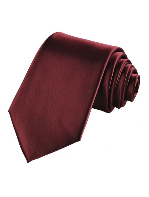 KissTies Solid Satin Tie Pure Color Necktie Mens Ties + Gift Box