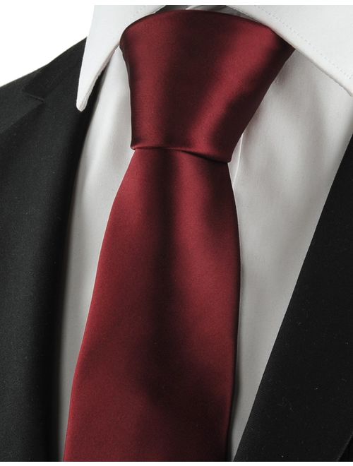 KissTies Solid Satin Tie Pure Color Necktie Mens Ties + Gift Box