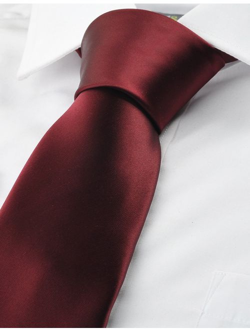 KissTies Solid Satin Tie Pure Color Necktie Mens Ties + Gift Box