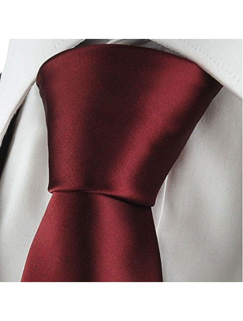 KissTies Solid Satin Tie Pure Color Necktie Mens Ties + Gift Box