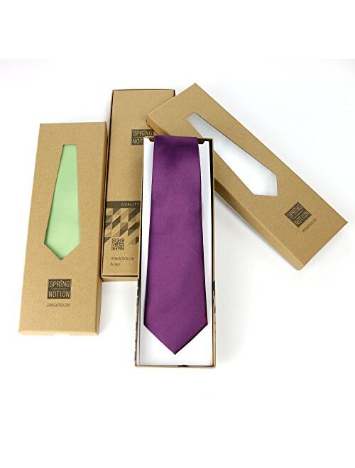 Spring Notion Men's Solid Color Satin Microfiber Tie, Regular and Skinny Width