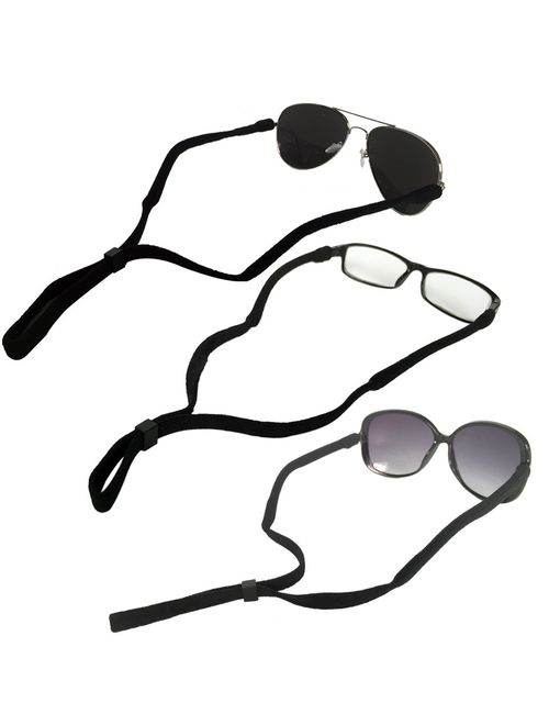 ONME Adjustable Eyewear Retainer, Universal Fit Rope Eyewear Retainer, Sport Unisex Sunglass Retainer Holder Strap, Set of 6 (Black)