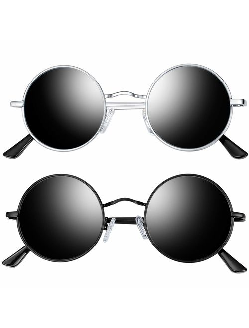 Joopin Round Retro Polaroid Sunglasses Driving Polarized Glasses Men Steampunk