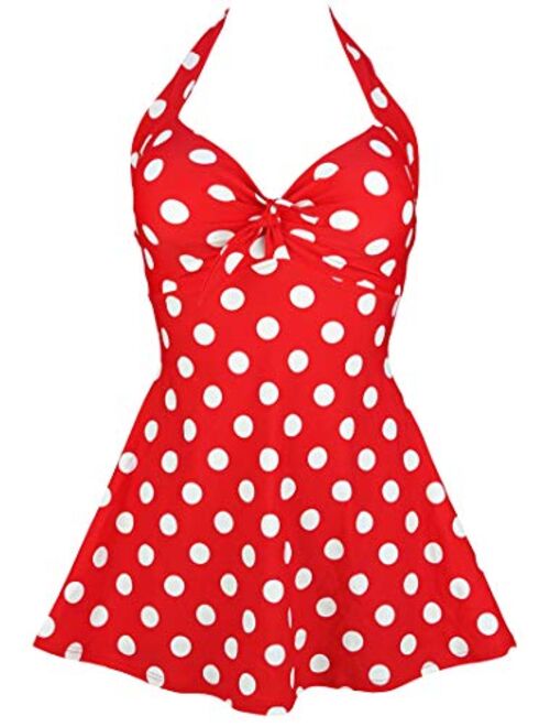 COCOSHIP Vintage Sailor Pin Up Swimsuit Retro One Piece Skirtini Cover Up Swimdress(FBA)