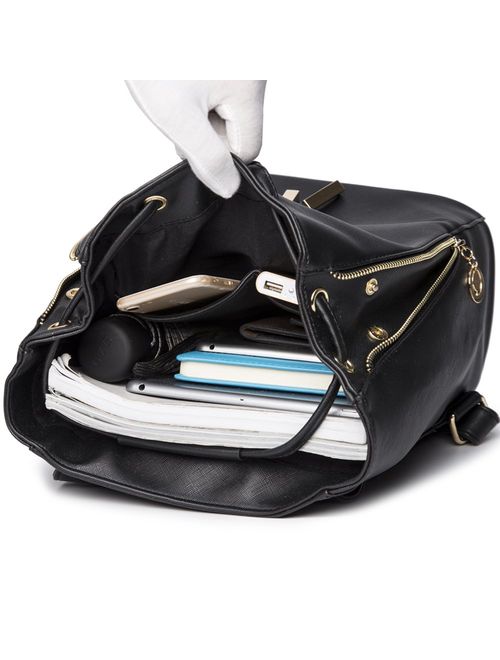 Women Backpack Purse PU Washed Leather Large Capacity Ladies Rucksack Shoulder Bag