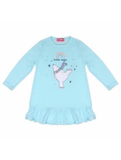 Girl Nightgowns for Girls Unicorn Mermaid Bear Nightshirt Pajamas Long Sleeve Nightdress Sleepwear Dress for Kids 2-13 Years